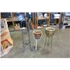 Image 1 : 2 METAL PLANTER STANDS W/ POTS AND METAL DOUBLE PLANTER STAND