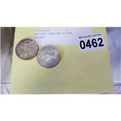 TWO 1963 CANADIAN SILVER DOLLARS