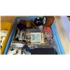 Image 2 : TRAY OF CURRENCY SCALES, COLLECTABLES, AND LIQUOR BOTTLE SPOUTS