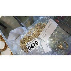 2 RINGS AND 2 CHAINS GOLD TONE JEWELERY