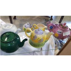 SHELF LOT TEAPOTS CREAM AND SUGAR