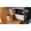 Image 2 : WICKER PICNIC BASKET WITH CONTENTS AND CANDLE STANDS