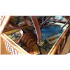 Image 3 : WICKER PICNIC BASKET WITH CONTENTS AND CANDLE STANDS