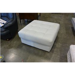 WHITE LEATHER OTTOMAN