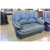 Image 2 : BLUE LEATHER LOVE SEAT AND ARMCHAIR