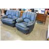 Image 3 : BLUE LEATHER LOVE SEAT AND ARMCHAIR