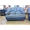 Image 5 : BLUE LEATHER LOVE SEAT AND ARMCHAIR