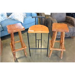 THREE BARSTOOLS TWO HANDMADE PINE AND MODERN STYLE