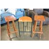 Image 1 : THREE BARSTOOLS TWO HANDMADE PINE AND MODERN STYLE