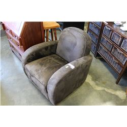 BROWN MICROFIBER ARM CHAIR