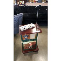 GOLF CABINET WITH BALL RETURN, PUTTER ETC