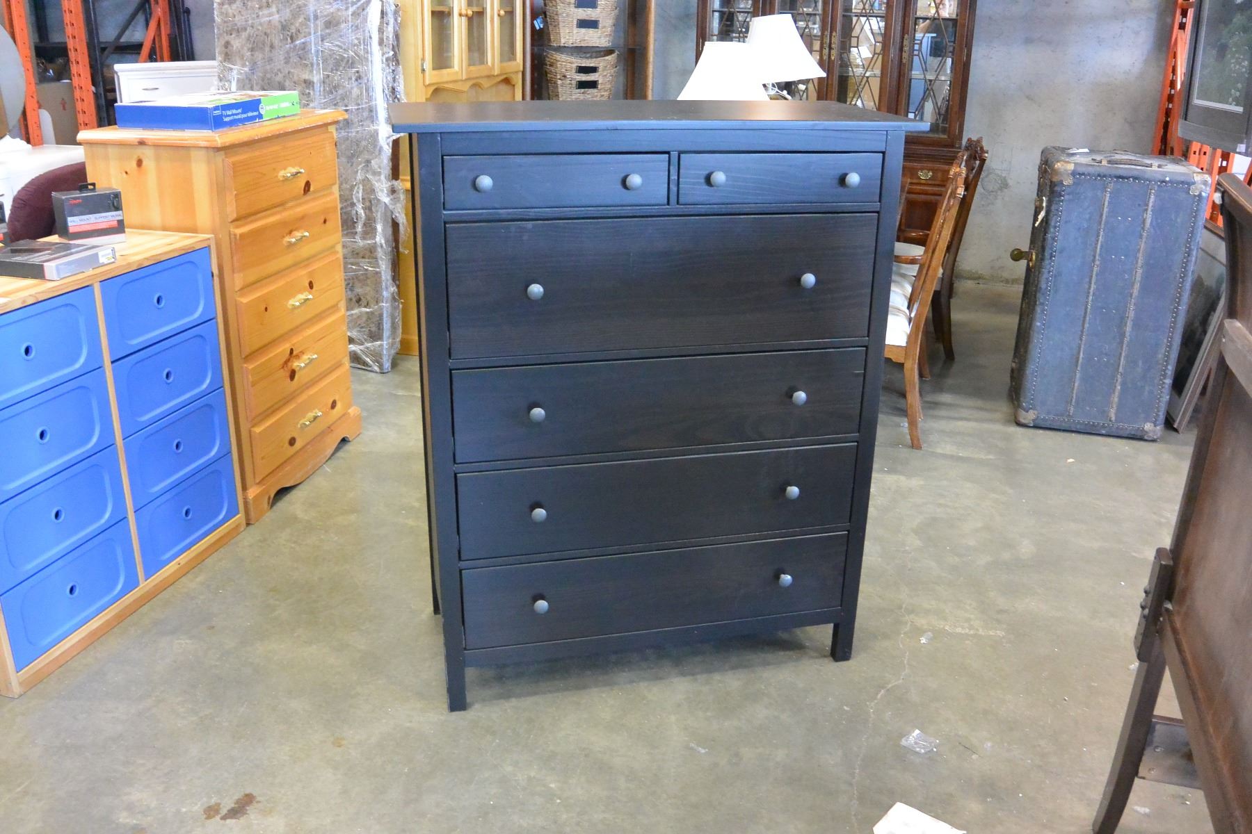 DARK BROWN IKEA HEMNES 6 DRAWER HIGHBOY DRESSER