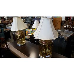 TWO GLASS TABLE LAMPS