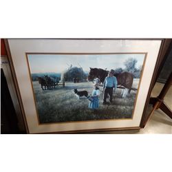 FRAMED FARM SCENE PICTURE, RON PARKER, HAY TIME