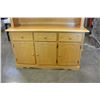 Image 2 : TAN SERVING CABINET WITH OPEN HUTCH GLASS DOOR CABINET