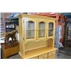 Image 3 : TAN SERVING CABINET WITH OPEN HUTCH GLASS DOOR CABINET