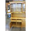 Image 4 : TAN SERVING CABINET WITH OPEN HUTCH GLASS DOOR CABINET