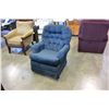 Image 1 : BUTTON BACK BLUE ARM CHAIR