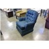 Image 2 : BUTTON BACK BLUE ARM CHAIR