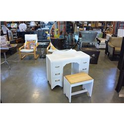 VINTAGE WHITE VANITY AND STOOL