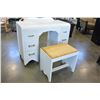Image 2 : VINTAGE WHITE VANITY AND STOOL