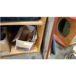 BOX OF RECORDS W/ PICTURES AND PAINTINGS