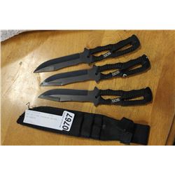 SET OF 3 SOG THROWING KNIVES IN SHEATH