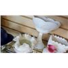 Image 2 : HOBNAIL VASES, MILK GLASS VASE, AND MILK GLASS COMPOTE