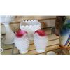 Image 3 : HOBNAIL VASES, MILK GLASS VASE, AND MILK GLASS COMPOTE