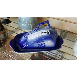 FLOW BLUE STAFFORD SHIRE CHEESE DISH