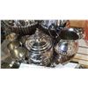 Image 3 : SILVER PLATE, COFFEE/TEA POT CREAMER AND SUGAR, AND PLATTER