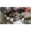 Image 4 : SILVER PLATE, COFFEE/TEA POT CREAMER AND SUGAR, AND PLATTER