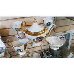 GRIMWADES ROYAL WINTON, CHINA TEACUPS AND SAUCERS, TEAPOT, AND CREAM AND SUGAR