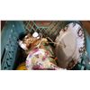 Image 2 : TOTE OF CHINA CUPS, SAUCERS, AND SERVING PIECES