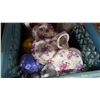 Image 3 : TOTE OF CHINA CUPS, SAUCERS, AND SERVING PIECES