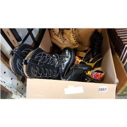 BOX OF HIGH HEELS AND BOOTS