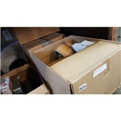 3 BOXES OF ESTATE GOODS, GLASSES, PICTURE FRAMES