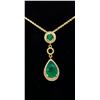 Image 2 : 14KT Yellow Gold Emerald Pendant with Chain