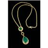 Image 3 : 14KT Yellow Gold Emerald Pendant with Chain