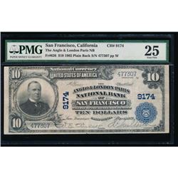 1902 $10 National Bank San Francisco Note PMG 25