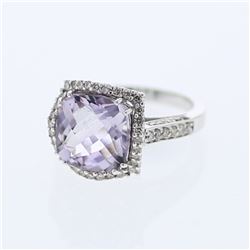 14KT White Gold 5.03ct Amethyst and Diamond Ring