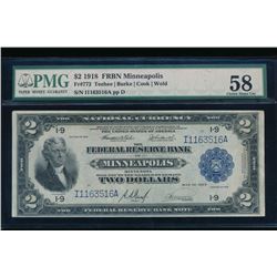 1918 $1 Minneapolis Large Federal Reserve Bank Note PMG 58