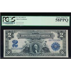 1899 $2 Mini Porthole Silver Certificate PCGS 58PPQ