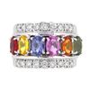 Image 1 : 14KT White Gold 3.32ctw Multi Color Sapphire and Diamond Ring