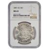 Image 1 : 1891-CC $1 Morgan Silver Dollar Coin NGC MS63