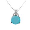 Image 1 : 14KT White Gold 6.05ct Turquoise and Diamond Pendant with Chain