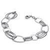 Image 1 : Sterling Silver Polished & Textured Oval Link Bracelet