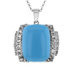 14KT White Gold 11.69ct Turquoise and Diamond Pendant with Chain