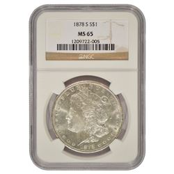 1878-S $1 Morgan Silver Dollar Coin NGC MS65