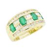 Image 2 : 14KT Yellow Gold Emerald and Diamond Ring